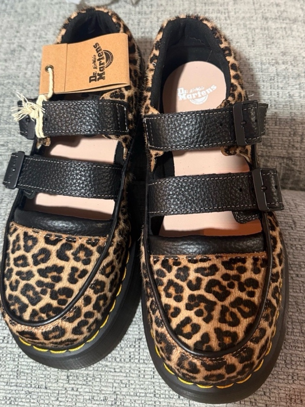 NWT Dr. Martens women’s Leopard Print Mary Janes in Black & Brown